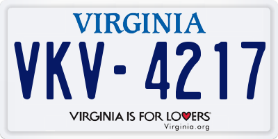 VA license plate VKV4217