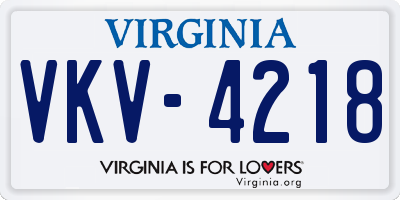 VA license plate VKV4218