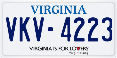 VA license plate VKV4223