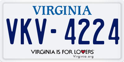 VA license plate VKV4224