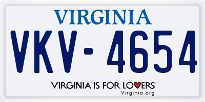 VA license plate VKV4654