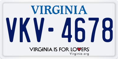 VA license plate VKV4678