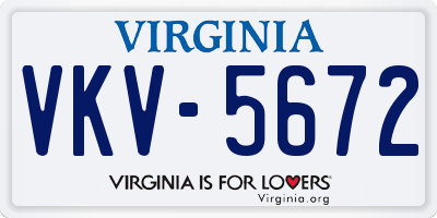 VA license plate VKV5672