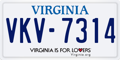 VA license plate VKV7314