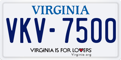 VA license plate VKV7500