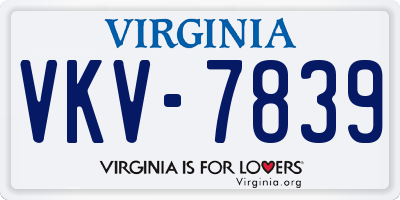 VA license plate VKV7839