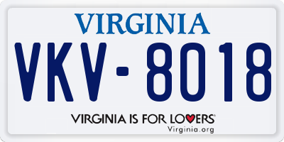 VA license plate VKV8018