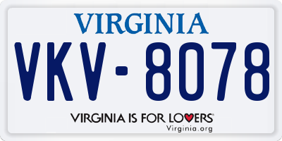 VA license plate VKV8078