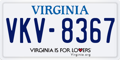 VA license plate VKV8367