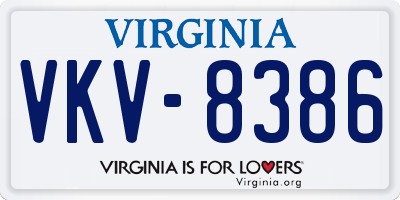 VA license plate VKV8386