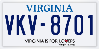VA license plate VKV8701