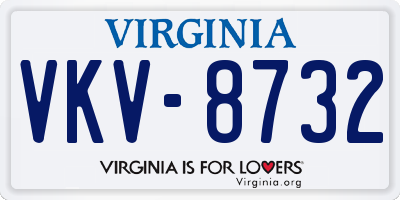 VA license plate VKV8732