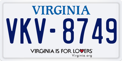 VA license plate VKV8749