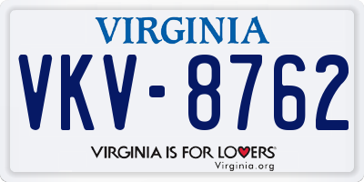 VA license plate VKV8762