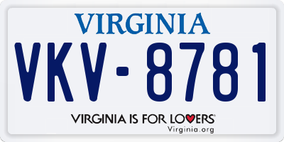 VA license plate VKV8781