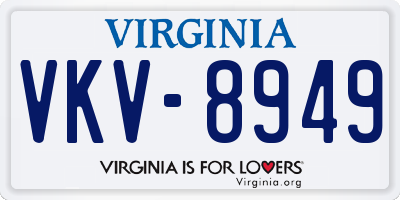 VA license plate VKV8949