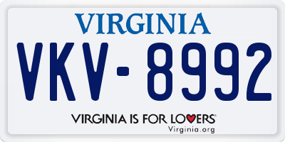VA license plate VKV8992