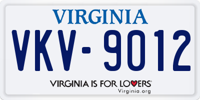 VA license plate VKV9012