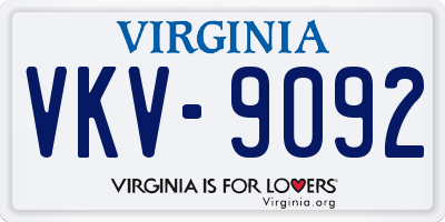 VA license plate VKV9092