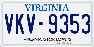 VA license plate VKV9353