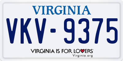 VA license plate VKV9375