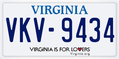 VA license plate VKV9434