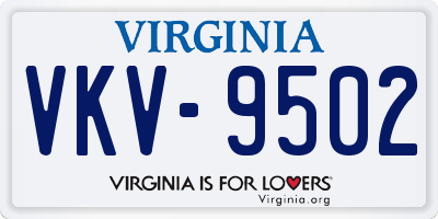 VA license plate VKV9502