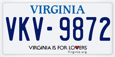 VA license plate VKV9872
