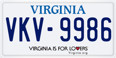 VA license plate VKV9986