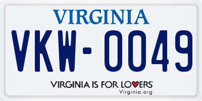 VA license plate VKW0049