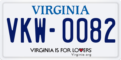 VA license plate VKW0082