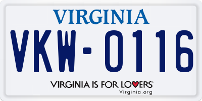 VA license plate VKW0116