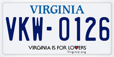 VA license plate VKW0126