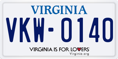 VA license plate VKW0140
