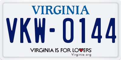 VA license plate VKW0144