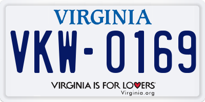 VA license plate VKW0169