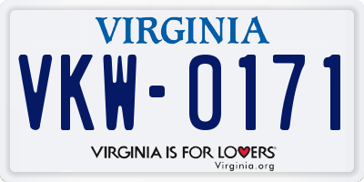 VA license plate VKW0171