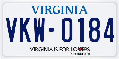 VA license plate VKW0184