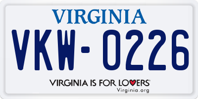 VA license plate VKW0226