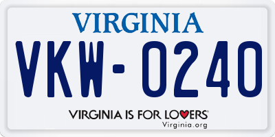 VA license plate VKW0240