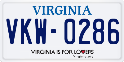 VA license plate VKW0286