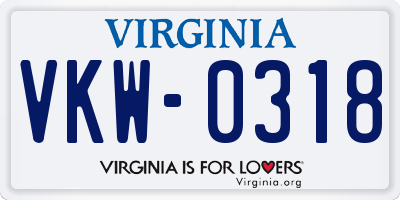 VA license plate VKW0318