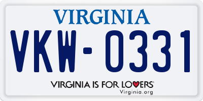 VA license plate VKW0331
