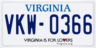 VA license plate VKW0366
