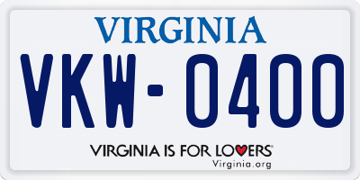 VA license plate VKW0400