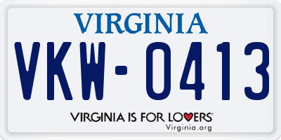 VA license plate VKW0413
