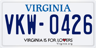 VA license plate VKW0426