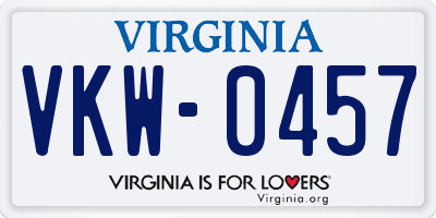 VA license plate VKW0457