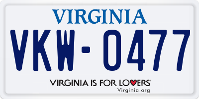VA license plate VKW0477