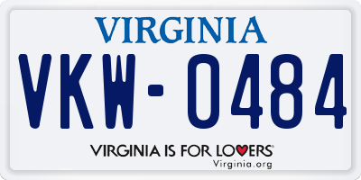 VA license plate VKW0484
